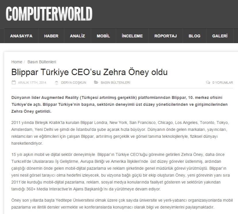 Blippar Türkiye CEO’su Zehra Öney Oldu